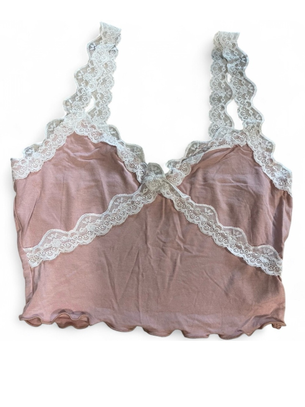 Blush Pink Lace Trim Cami Top